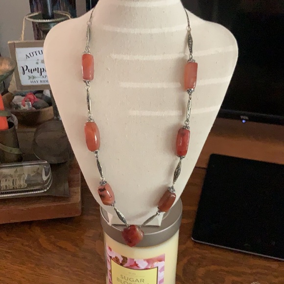 Necklace vintage stones and etched silver - Picture 6 of 6